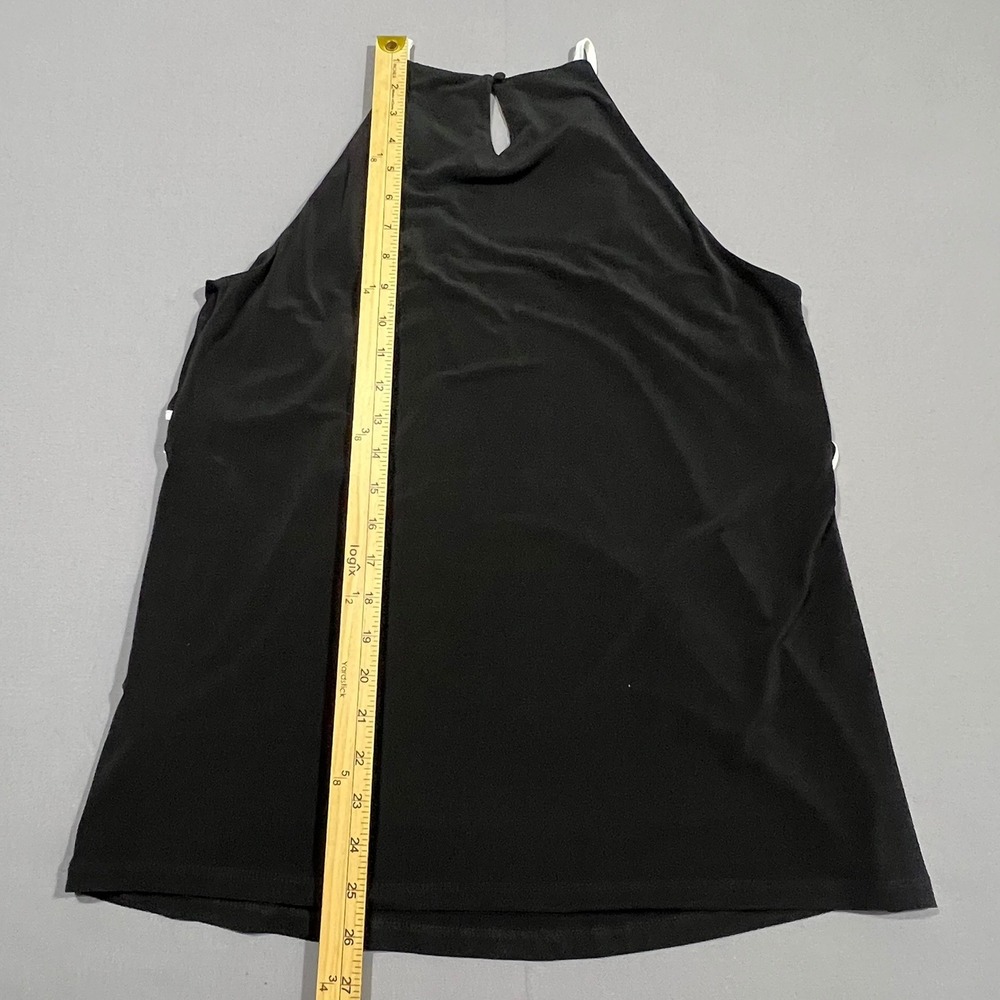 Calvin Klein Halter Top Tank Ruffle Contrast Piping Black White Women's M NWT‎ - Picture 8 of 11